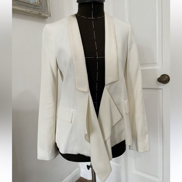 3.1 Phillip Lim -Tuxedo Blazer with Draped Overlap in Eggshell - Picture 1 of 9